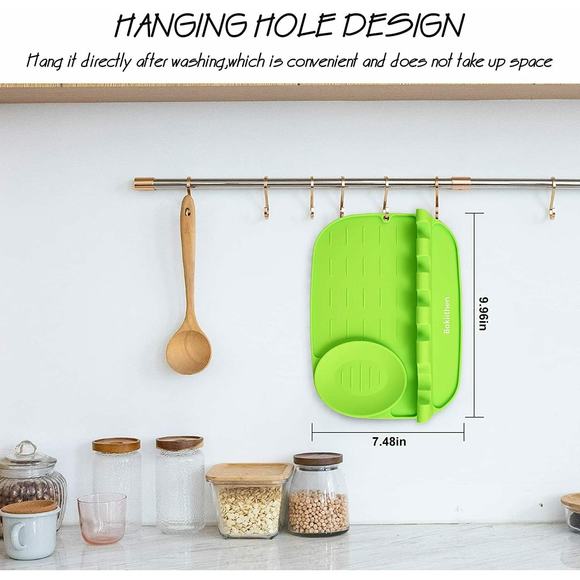 Silicone Utensil Rest Spoon Rest Heat-Resistant W/Drip Pad for Multiple Utensils - Picture 4 of 10